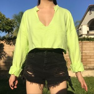 Neon Green Cropped Sweater